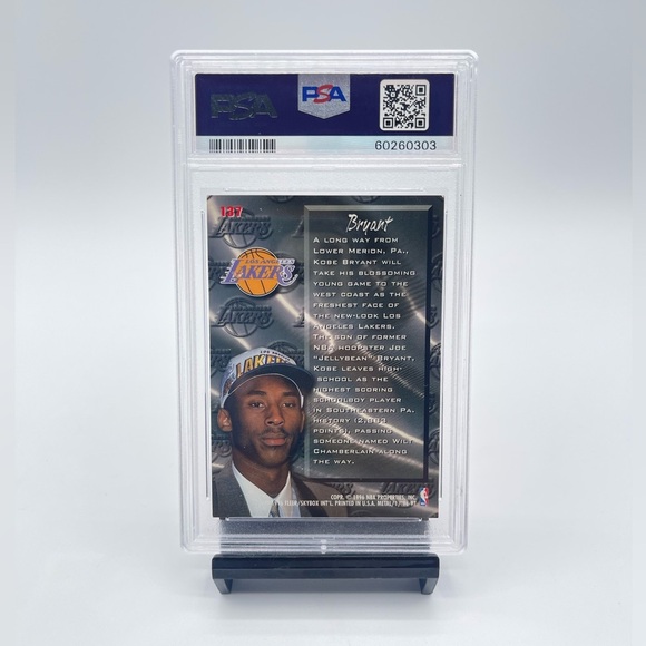 1996-97 Fleer Metal #137 Kobe Bryant Lakers RC Rookie HOF PSA 7 NM - Picture 2 of 2